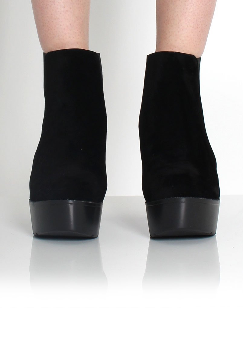 Brenna Black Suede Platform Boots-Boots