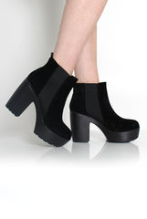 Brenna Black Suede Platform Boots-Boots