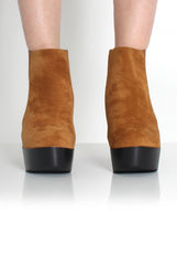 Brenna Tan Suede Platform Boots-Boots