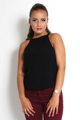 Brianna Black High Neck Top-Tops