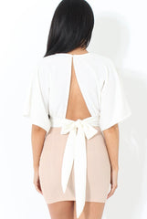 Brody Nude Asymmetric Ribbed Skirt-Skirts