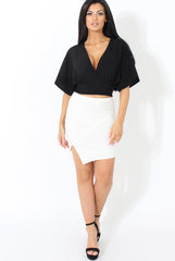 Brody White Asymmetric Ribbed Skirt-Skirts