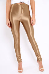 Bronze High Waisted Disco Pants - Deena-Trousers
