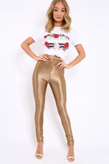 Bronze High Waisted Disco Pants - Deena-Trousers