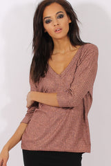 Bronze Metallic Cross Back Dipped Hem Top - Hayden-Tops