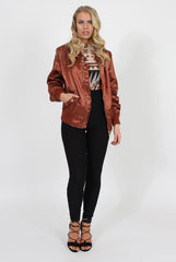 Bronze Satin Bomber Jacket - Neve-Jackets