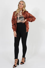Bronze Satin Bomber Jacket - Neve-Jackets