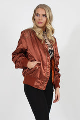 Bronze Satin Bomber Jacket - Neve-Jackets