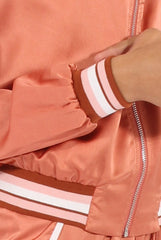 Bronze Satin Bomber Jacket - Tricia-Jackets