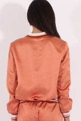 Bronze Satin Bomber Jacket - Tricia-Jackets