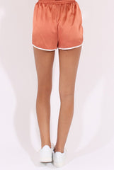 Bronze Satin Drawstring Shorts - Elexius-Shorts