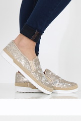 Bronze Sparkle Rope Detail Pumps - Yinka-Shoes