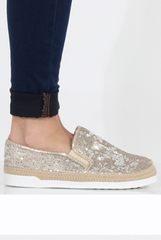 Bronze Sparkle Rope Detail Pumps - Yinka-Shoes