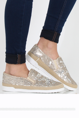 Bronze Sparkle Rope Detail Pumps - Yinka-Shoes