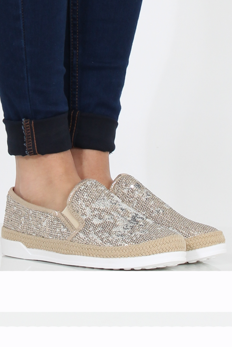 Bronze Sparkle Rope Detail Pumps - Yinka-Shoes
