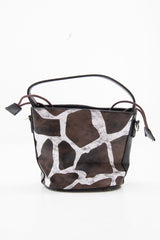 Brown Animal Print Drawstring Bucket Bag - Elissa-Bags