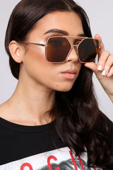 Brown Aviator Tinted Lens Sunglasses - Kaelani-Sunglasses