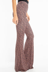 Brown Aztec Print Flared Trousers - Mianna-Trousers