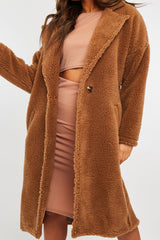 Brown Borg Teddy Midi Coat - Leata-Coats