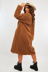 Brown Borg Teddy Midi Coat - Leata-Coats