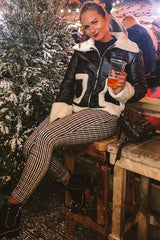 Brown Check Belted Tapered Trousers - Kierra-Trousers