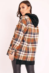 Brown Check Brushed Oversized Shirt - Caela-Shirts