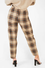 Brown Check Frill Detail Trousers - Bristal-Trousers