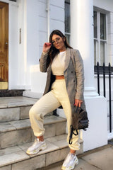 Brown Check Horn Button Belted Blazer Dress - Portlyn-Dresses