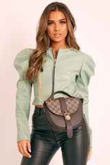 Brown Check Lock Saddle Bag - Roza-Bags