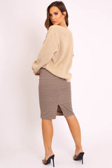 Brown Checked Tailored Pencil Skirt - Willo-Skirts
