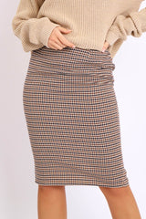 Brown Checked Tailored Pencil Skirt - Willo-Skirts