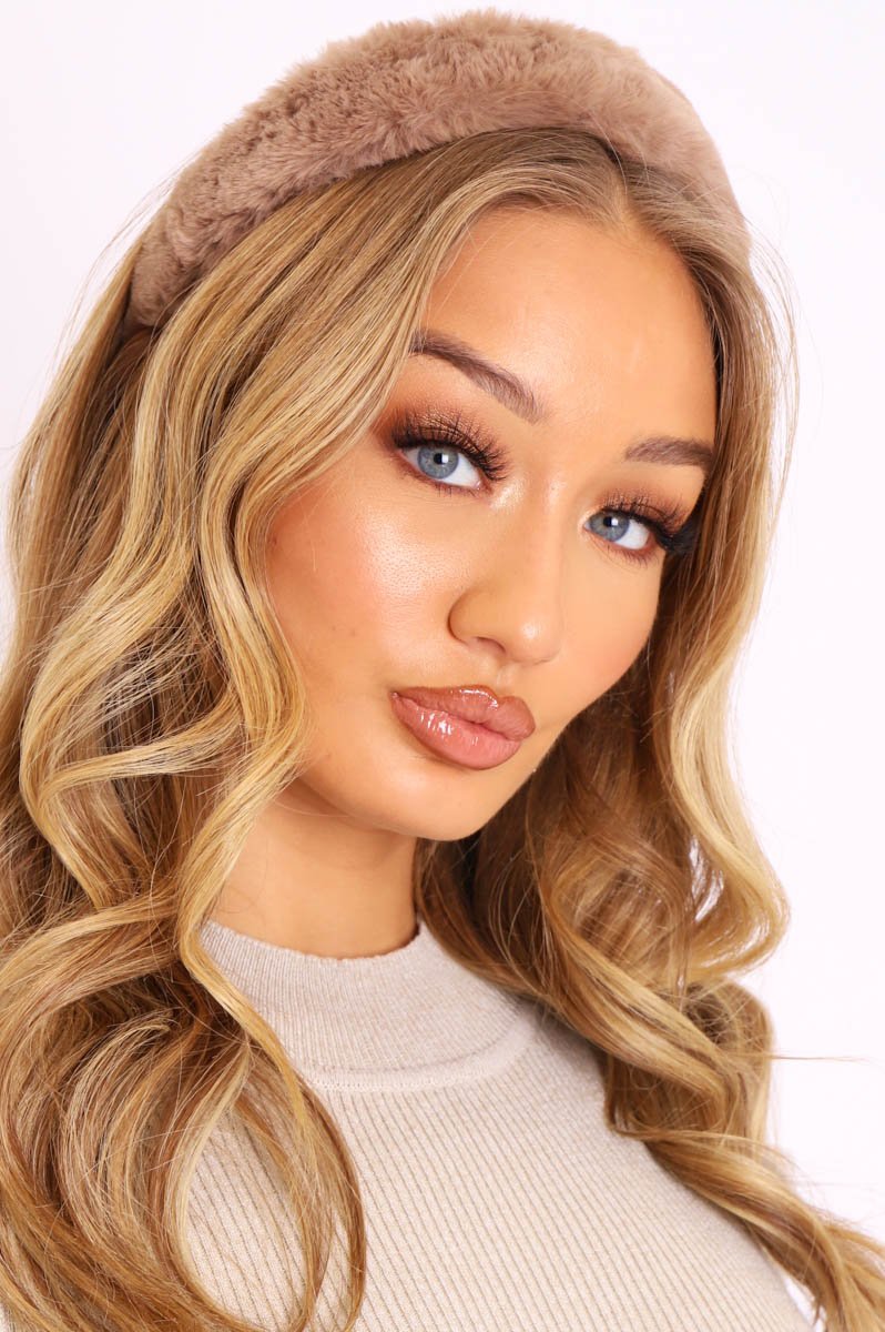 Brown Faux Fur Hairband - Vannah-Hair
