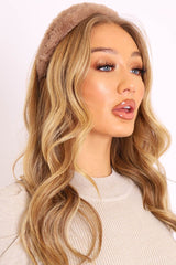 Brown Faux Fur Hairband - Vannah-Hair
