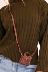 Brown Faux Leather Micro Mini Bag - Cailee-Bags