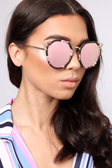 Brown Floral Print Cat Eye Sunglasses - Jesi-Sunglasses