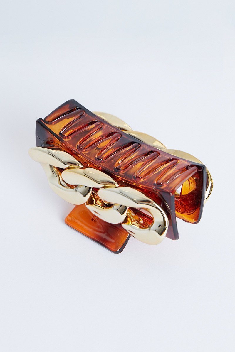 Brown Gold Chain Link Hair Clip - Tailynn-Clips