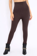 Brown High Waisted Shape Leggings - Binky-Trousers
