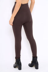 Brown High Waisted Shape Leggings - Binky-Trousers
