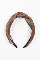 Brown Leather Knotted Headband - Adair-Hair
