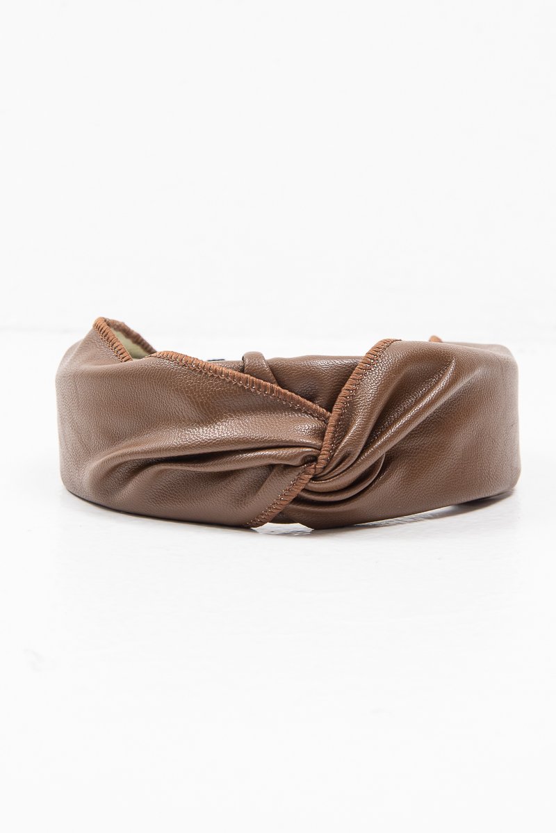 Brown Leather Knotted Headband - Adair-Hair
