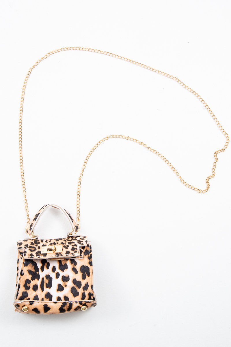 Brown Leopard Faux Leather Mini Handbag - Ramie-Bags