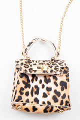 Brown Leopard Faux Leather Mini Handbag - Ramie-Bags