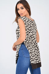 Brown Leopard Knit Sleeveless Jumper - Docie-Jumper