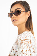 Brown Leopard Oval Frame Sunglasses - Venecia-Sunglasses