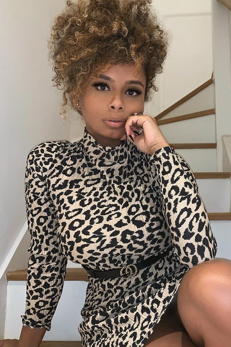 Brown Leopard Plisse High Neck Mini Dress - Marieta-Dresses