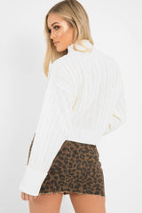 Brown Leopard Print Denim Mini Skirt - Joyelle-Skirts