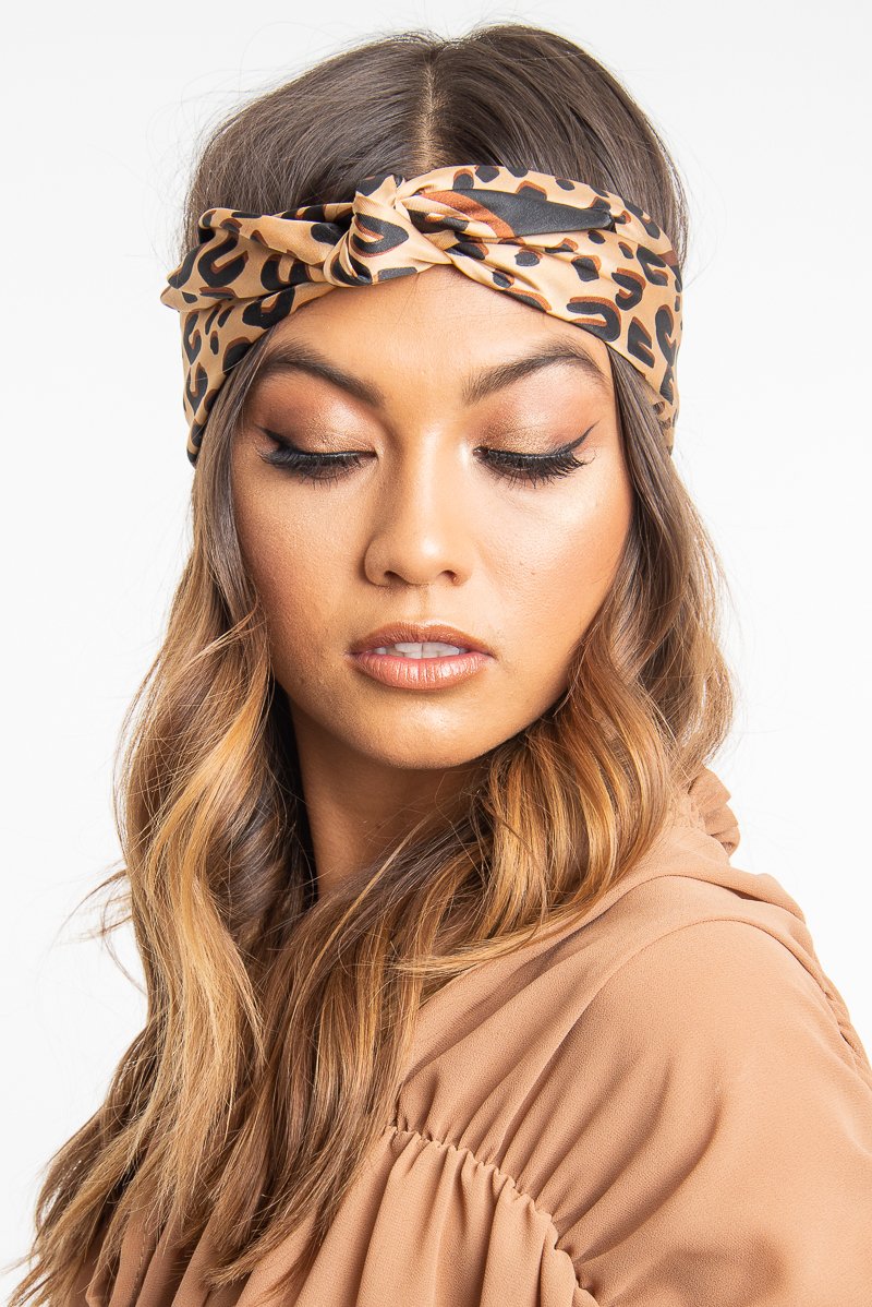 Brown Leopard Print Head Scarf - Aivah-Hair