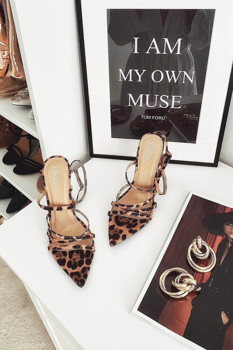 Brown Leopard Print Pointed Toe Cross Strap Heels - Elizzie-Heels