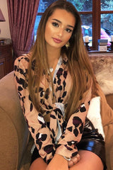 Brown Leopard Print Satin Shirt - Ivani-Shirts