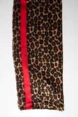 Brown Leopard Red Trim Large Scarf - Sharina-Accessories